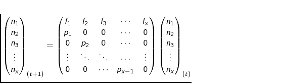 $\displaystyle \begin{pmatrix}n_{1}\\ n_{2}\\ n_{3}\\ {\vdots}\\ n_{x}\end{pmatr...
...trix}\begin{pmatrix}n_{1}\\ n_{2}\\ n_{3}\\ {\vdots}\\ n_{x}\end{pmatrix}_{(t)}$